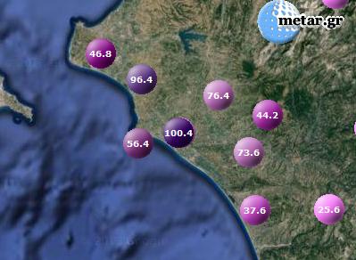 Δείτε τα ύψη βροχής έως αυτή την ώρα - Ξεπερνά τα 100 χιλιοστά στον Πύργο!