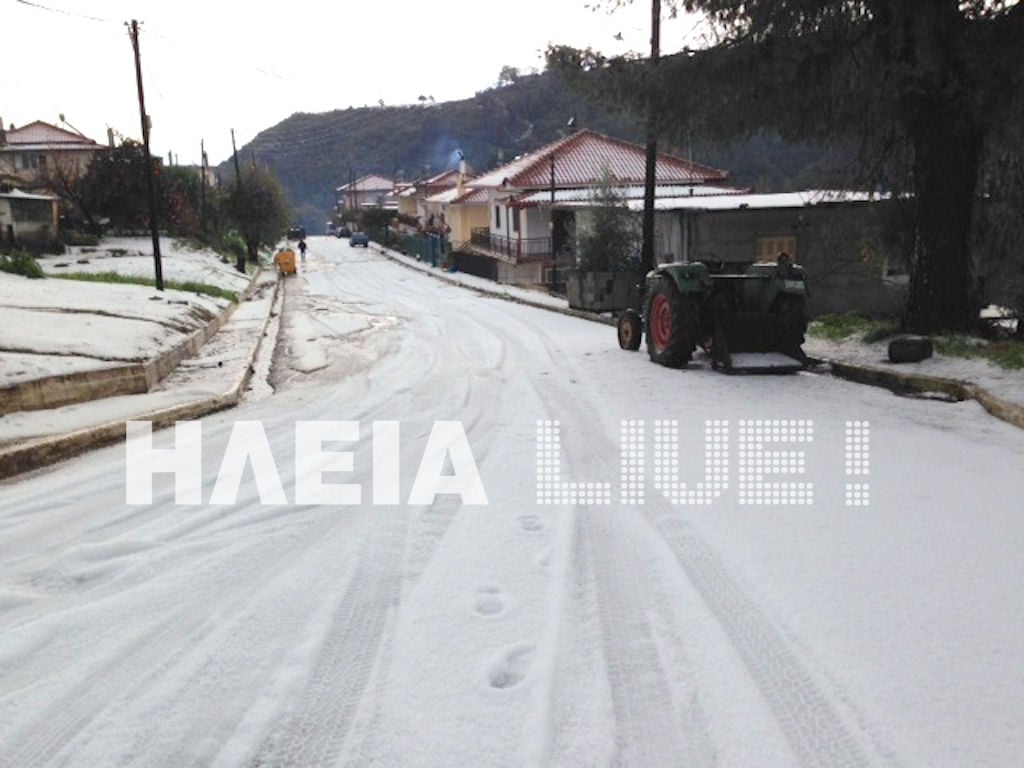 Ηλεία: &quot;Τετέλεσται&quot;! Tα χωριά της Κρέστενας &quot;θάφτηκαν&quot; στο χαλάζι