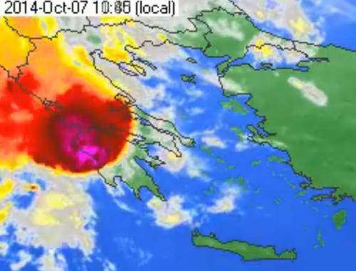 Η καταιγίδα που έπληξε την Τρίτη την Ηλεία όπως την κατέγραψε ο δορυφόρος - Δείτε το εντυπωσιακό βίντεο