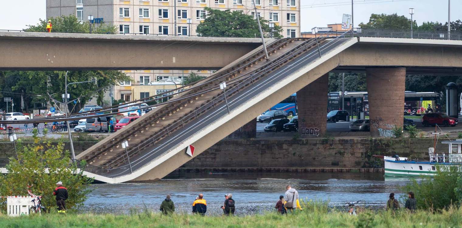 Γερμανία: Απόκοσμο θέαμα στη Δρέσδη: Κατέρρευσε γέφυρα 