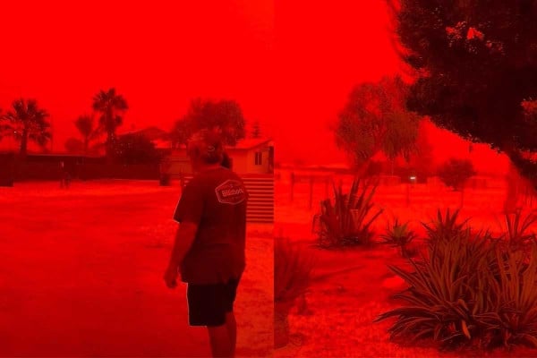 Εικόνες αποκάλυψης στην Αυστραλία: Ο ουρανός «βάφτηκε» κόκκινος λόγω του κυκλώνα Narelle (video)