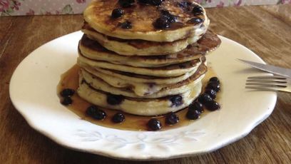 Τηγανίτες με μύρτιλα (blueberries) και κρέμα τυρί 