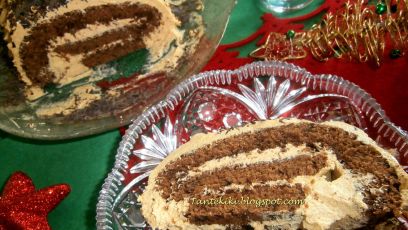 Βûche de Noël μόκα με λευκή σοκολάτα