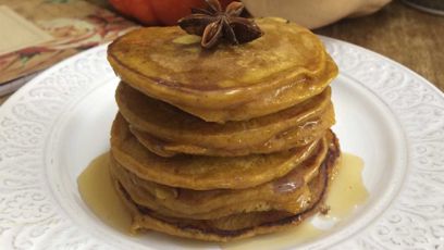 Τηγανίτες με πουρέ κολοκύθας (pumpkin pancakes)